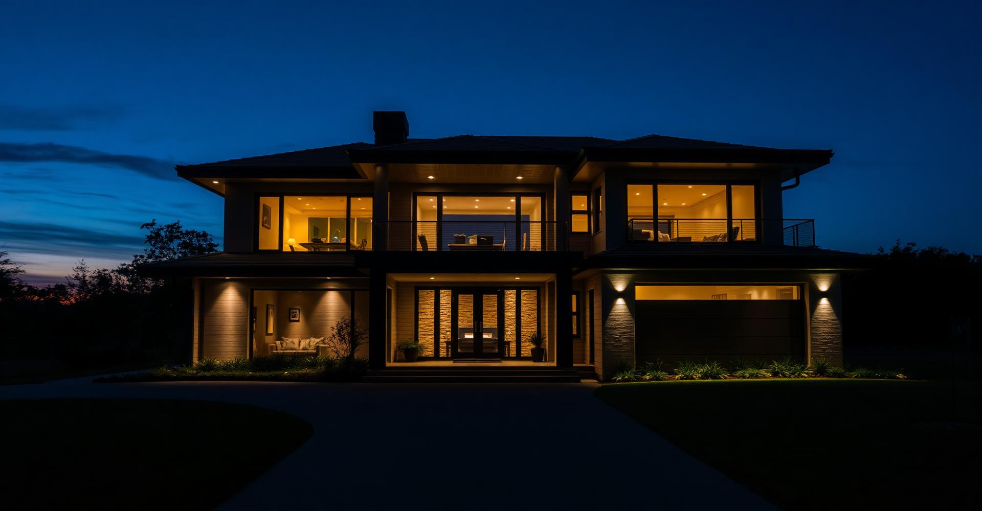 Luxury home at dusk